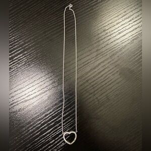 Silver Rhodium CZ Heart Necklace.